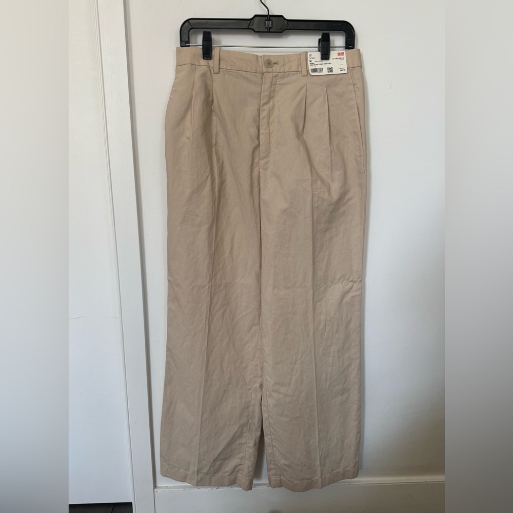 Uniqlo Women’s Linen Blend Tucked Wide Pants (M, 28-29in waist)